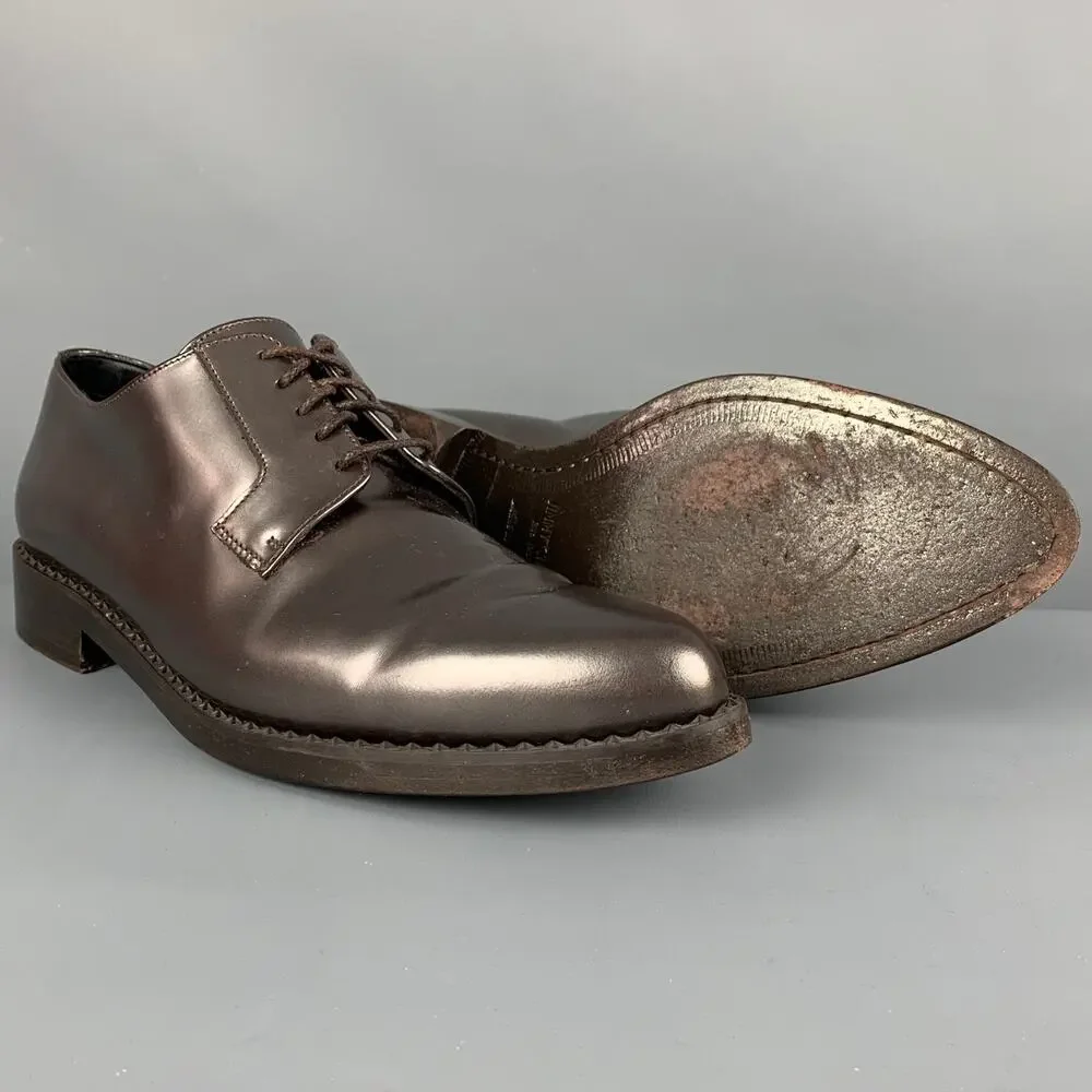 JIMMY CHOO Size 10 Brown Metallic Leather Lace Up Shoes